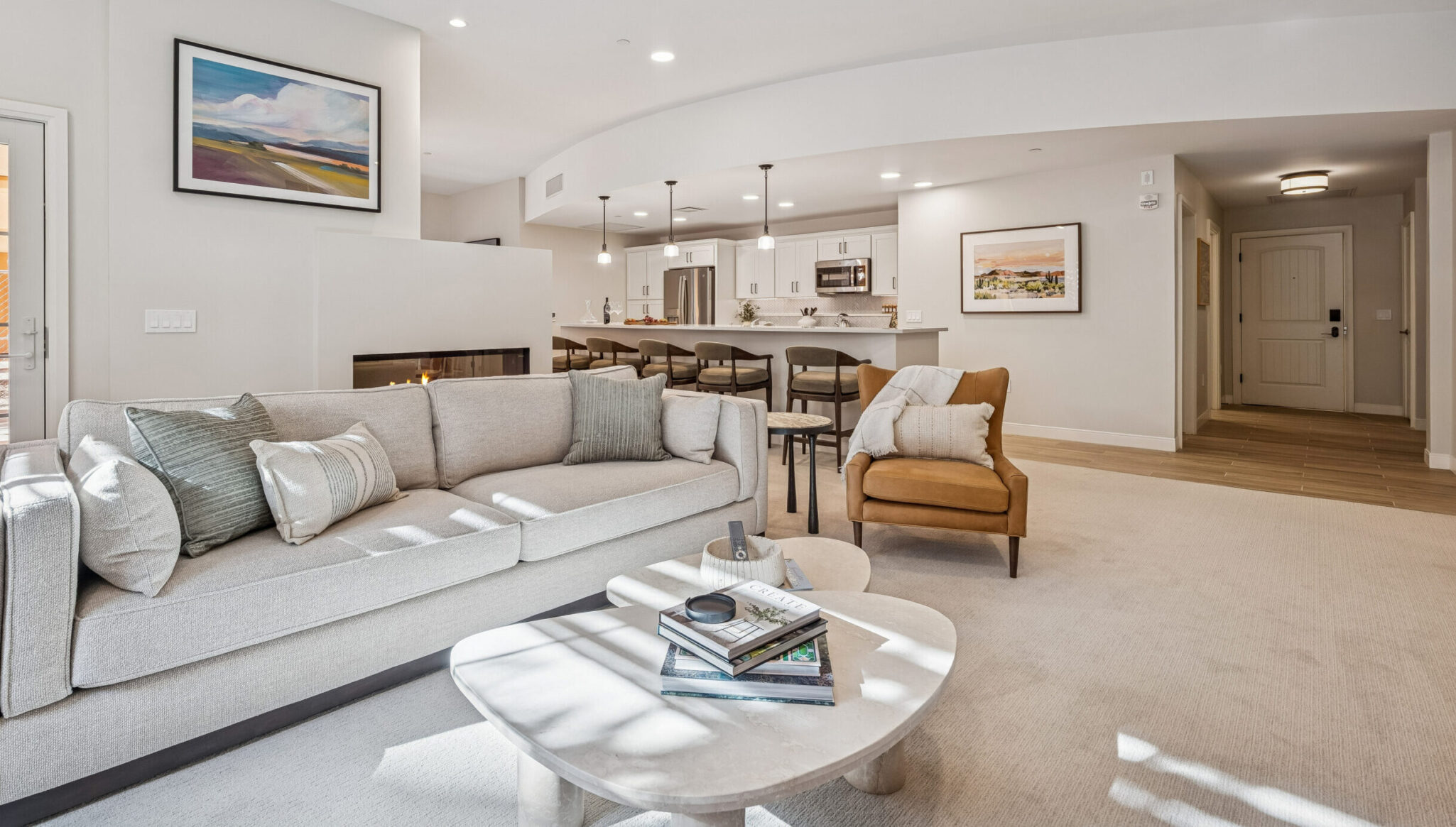 living room and kitchen