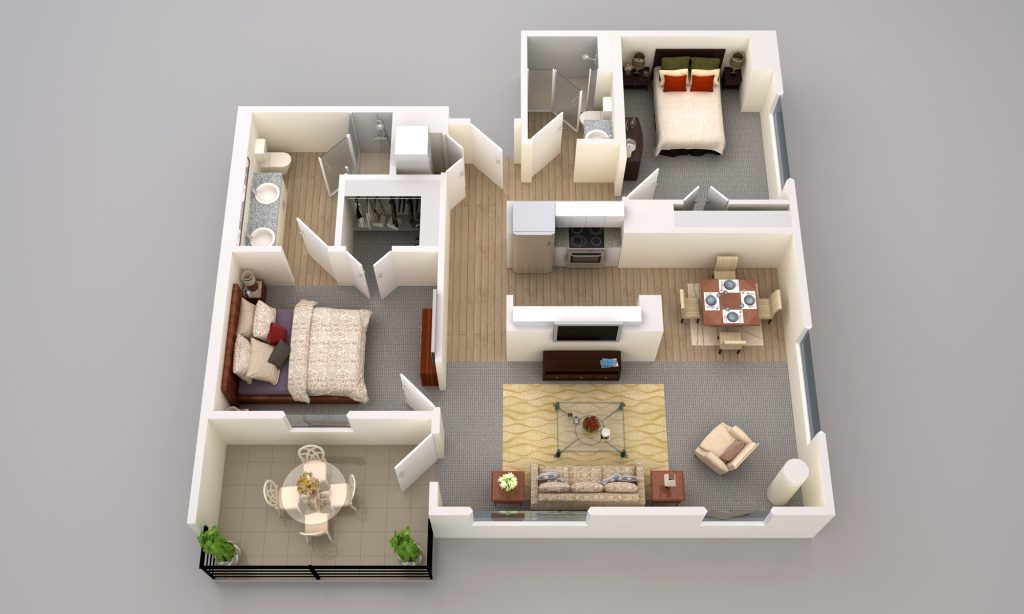 Plan C: Two Bedrooms / Two Bathrooms floor plan