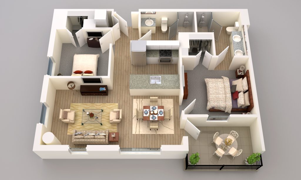 Plan A-1: One Bedroom / One Bathroom floor plan