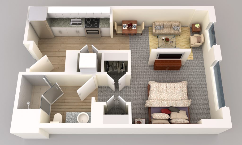 Alcove/ One Bathroom floor plan