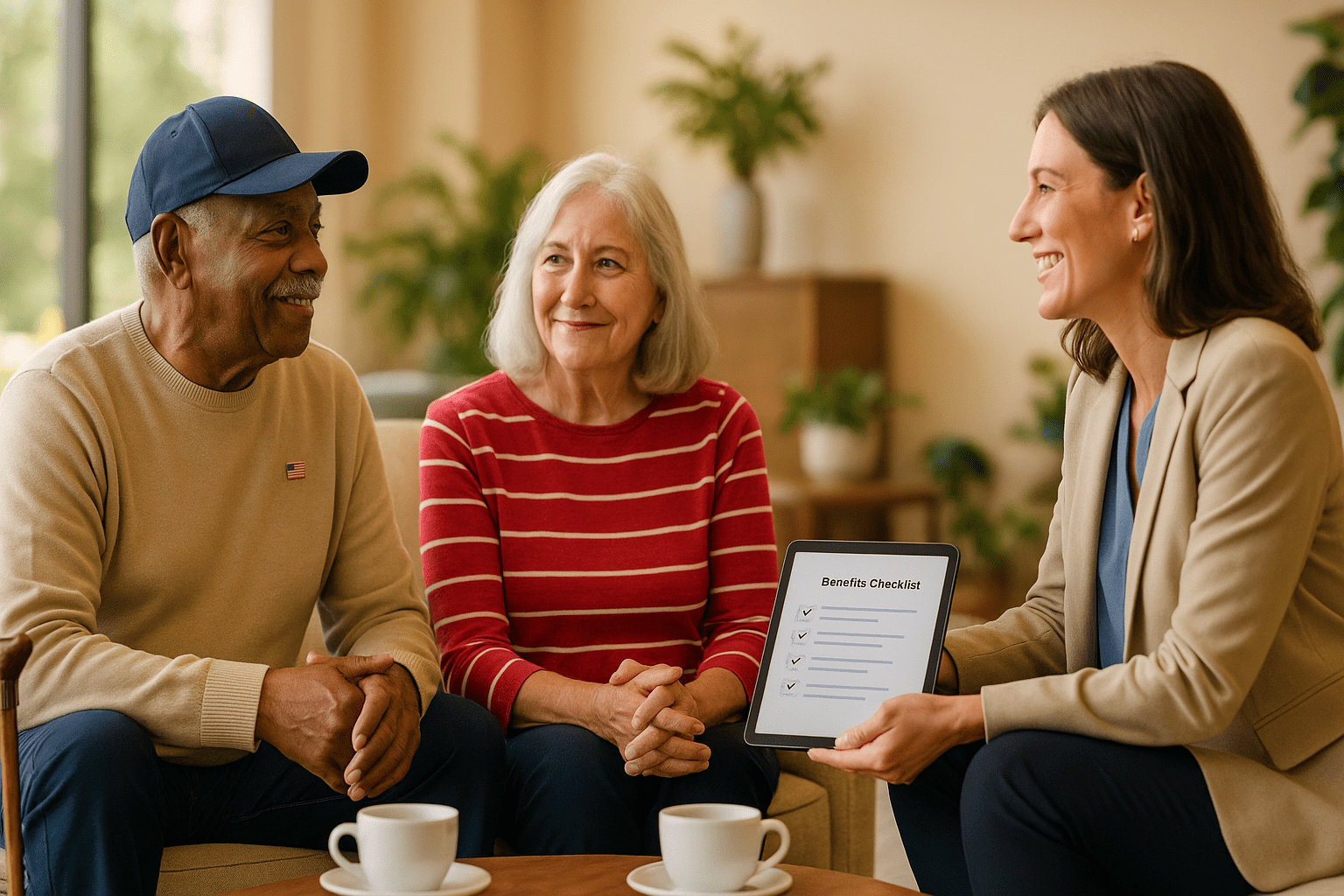 people discussing veterans benefits