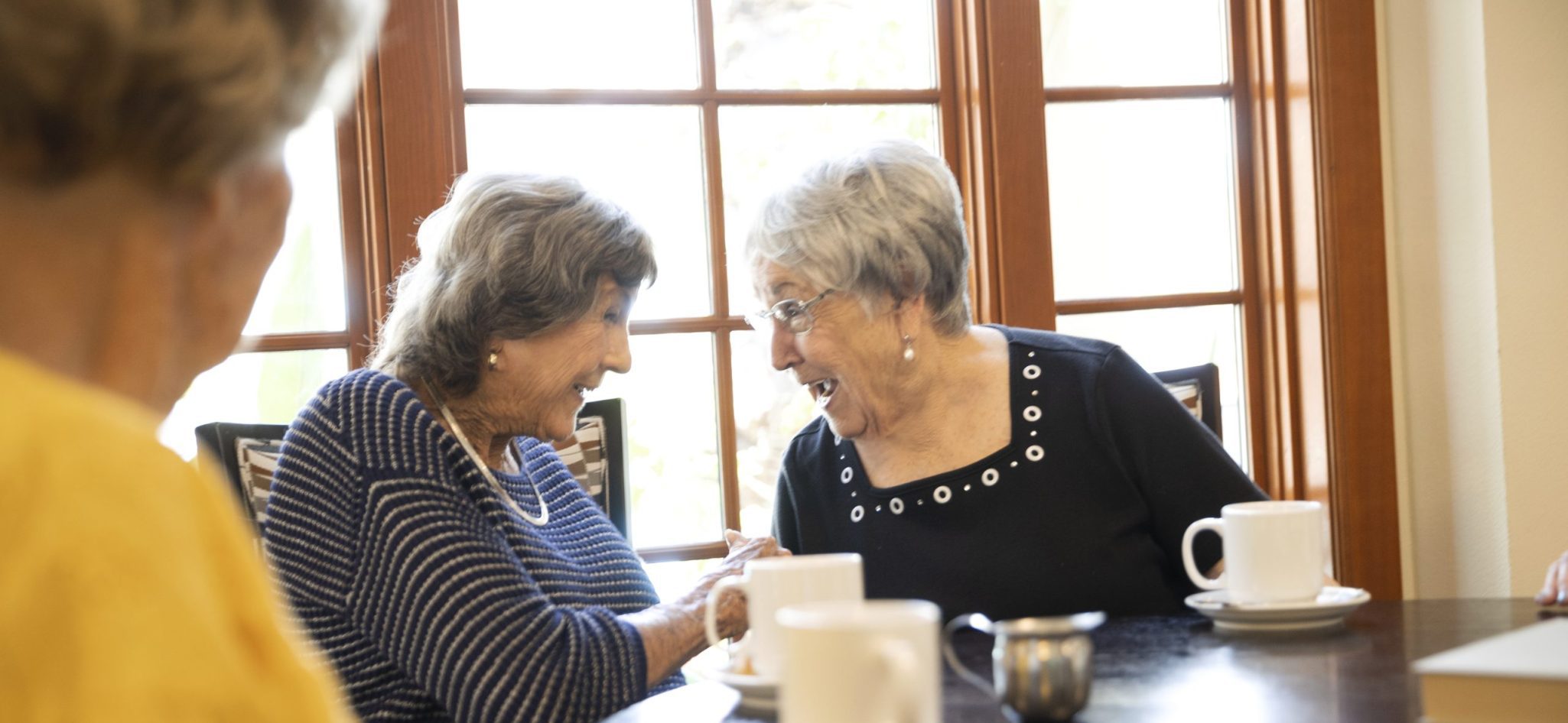 senior ladies having coffee