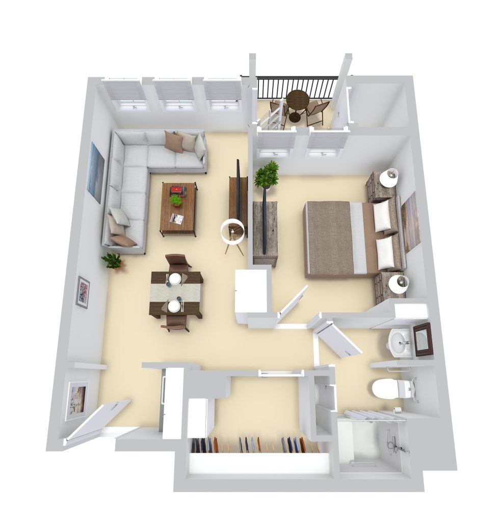 Plan A: One Bedroom / One Bathroom  floor plan