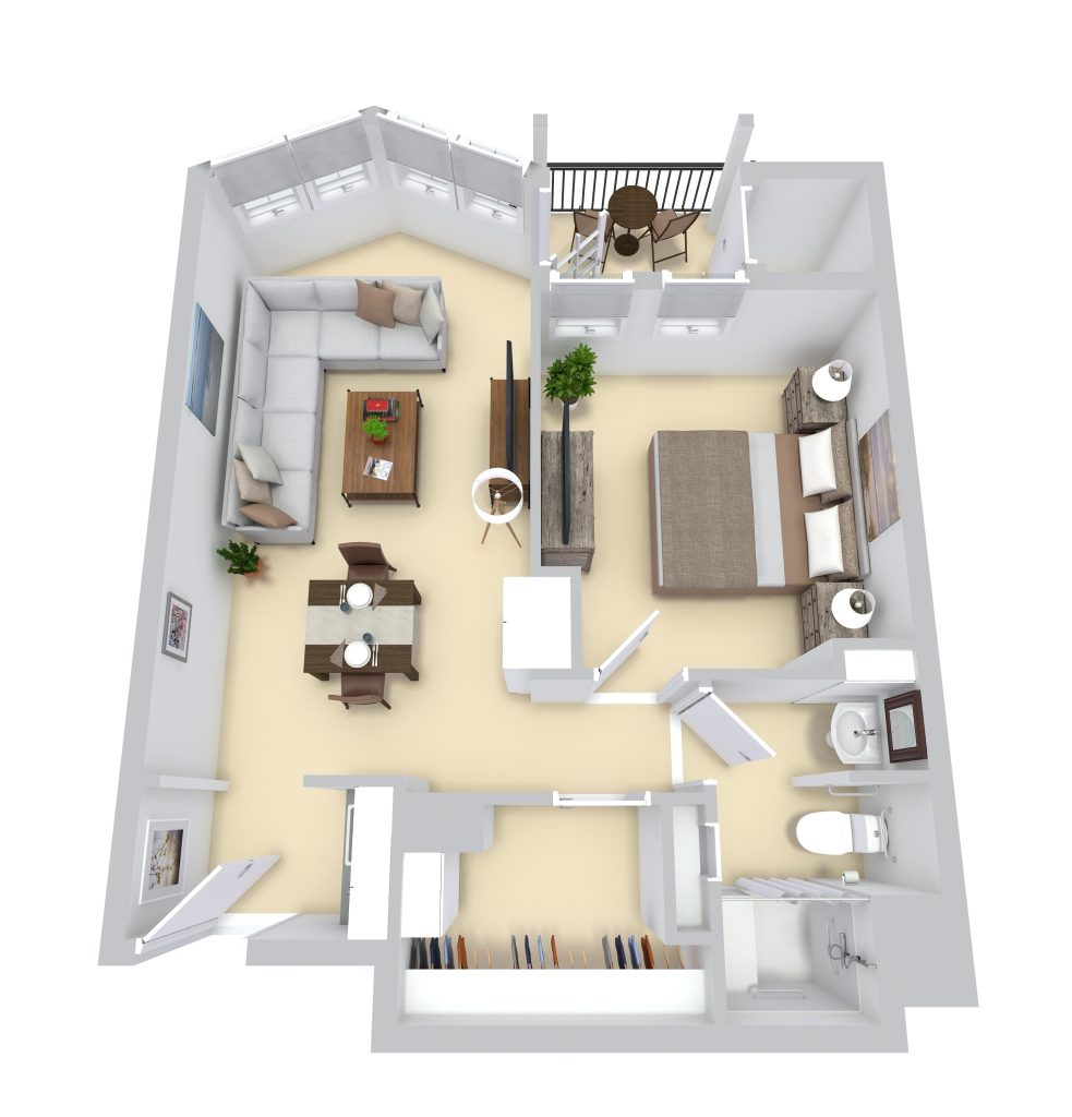 Plan C: One Bedroom / One Bathroom  floor plan