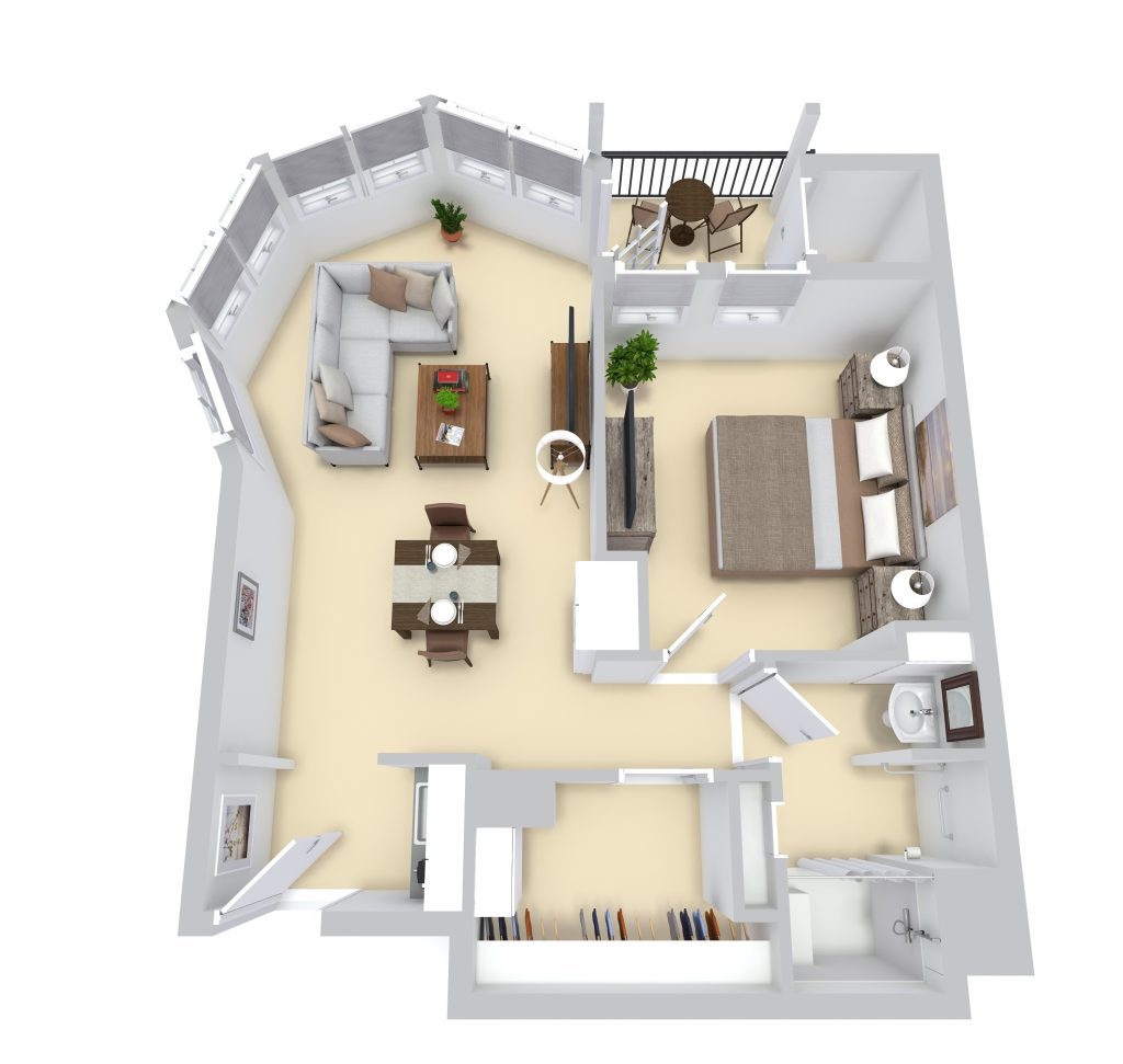 Plan D: One Bedroom / One Bathroom  floor plan
