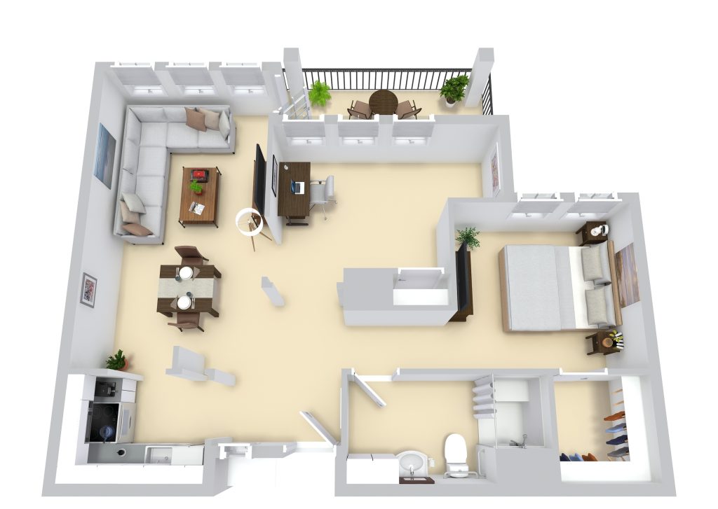 Plan E: One Bedroom + Den / One Bathroom floor plan