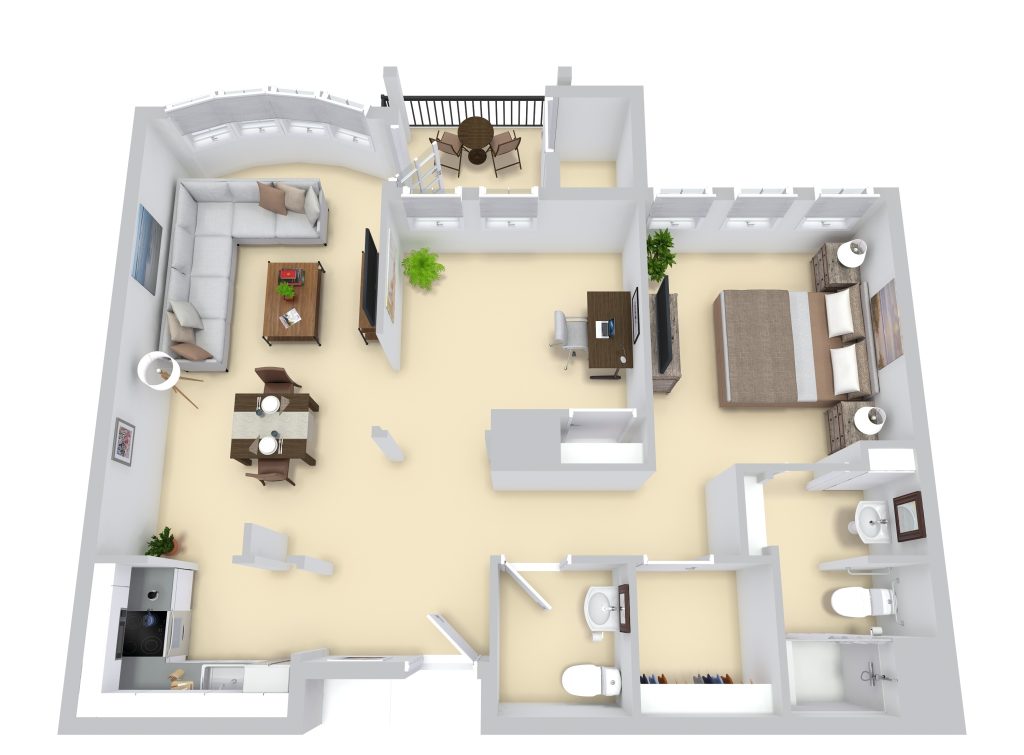 Plan G: One Bedroom + Den / One and a half Bathrooms  floor plan