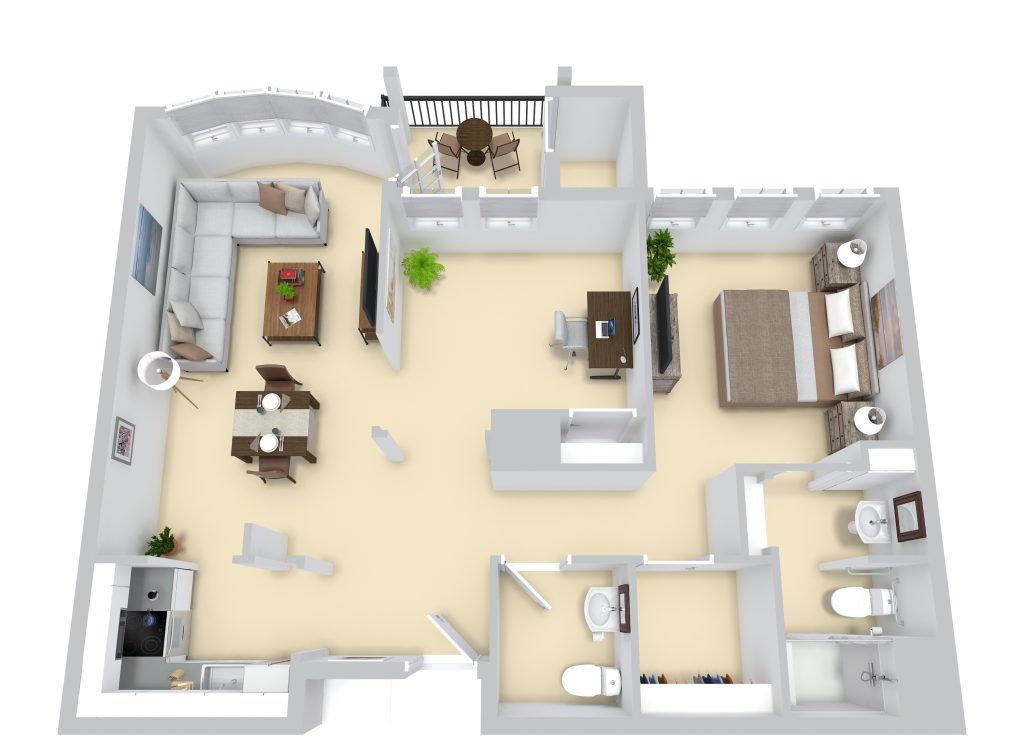 Plan H: One Bedroom + Den / One in a half Bathrooms  floor plan