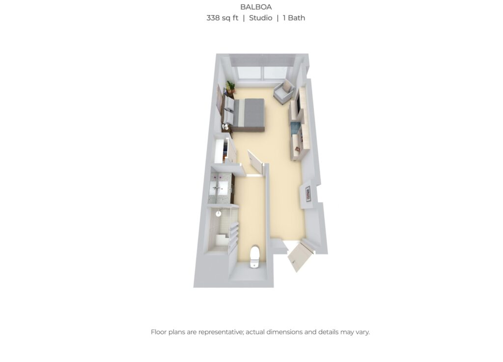 Balboa: Studio / One Bathroom floor plan