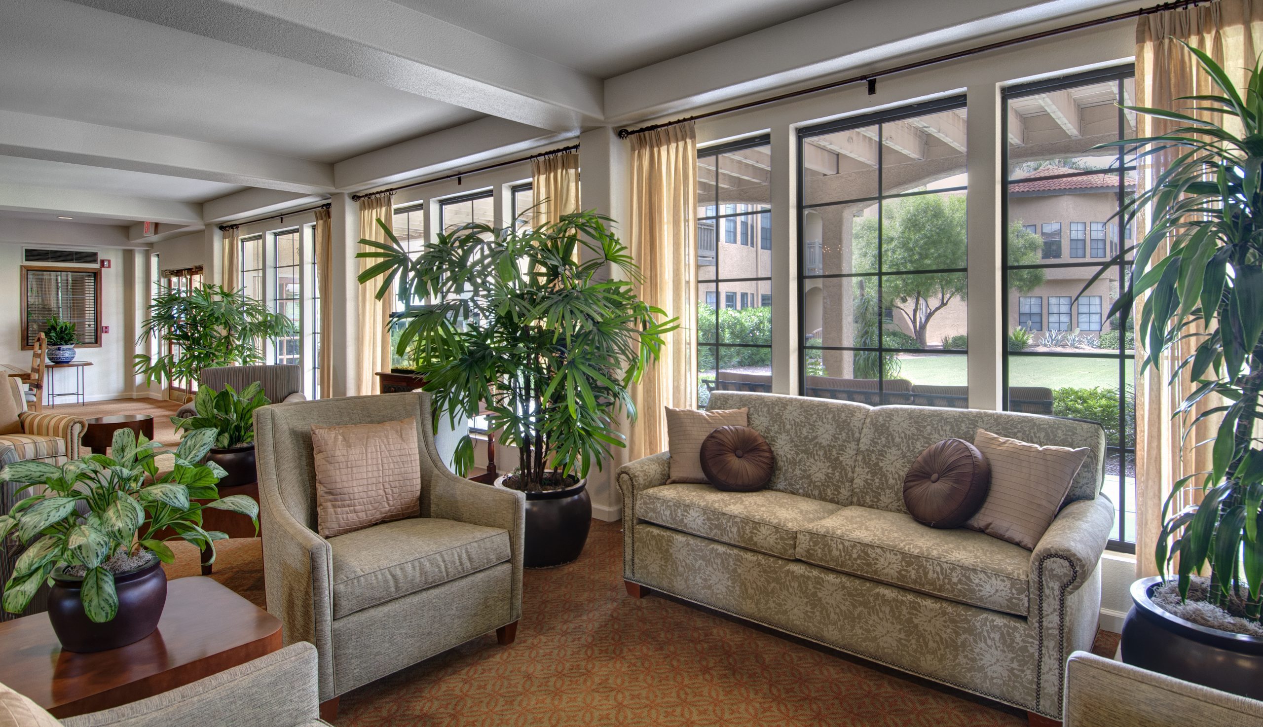 Spacious and cozy living room at the community, perfect for relaxation and socializing