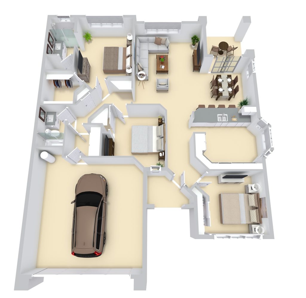 Crown Cottage: Three Bedrooms / Two Bathrooms + Garage  floor plan