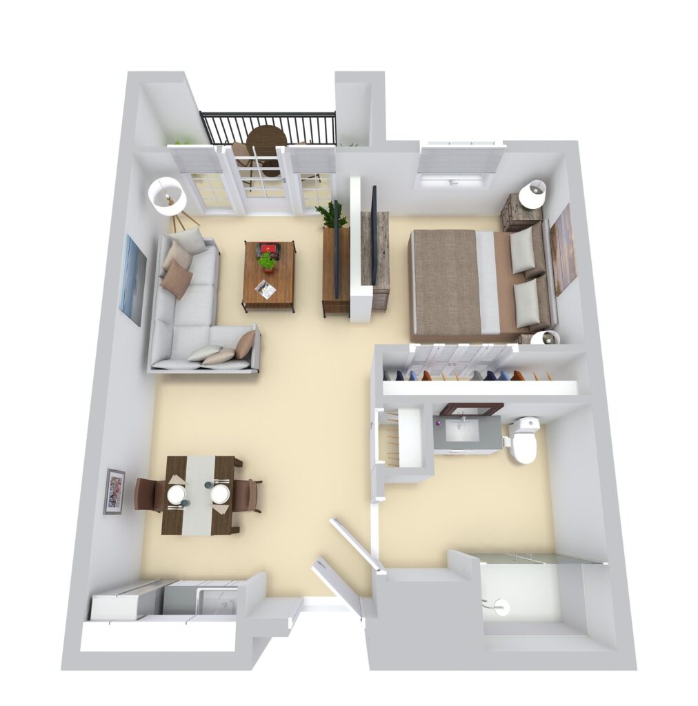 Plan A-1: Alcove / One Bathroom floor plan