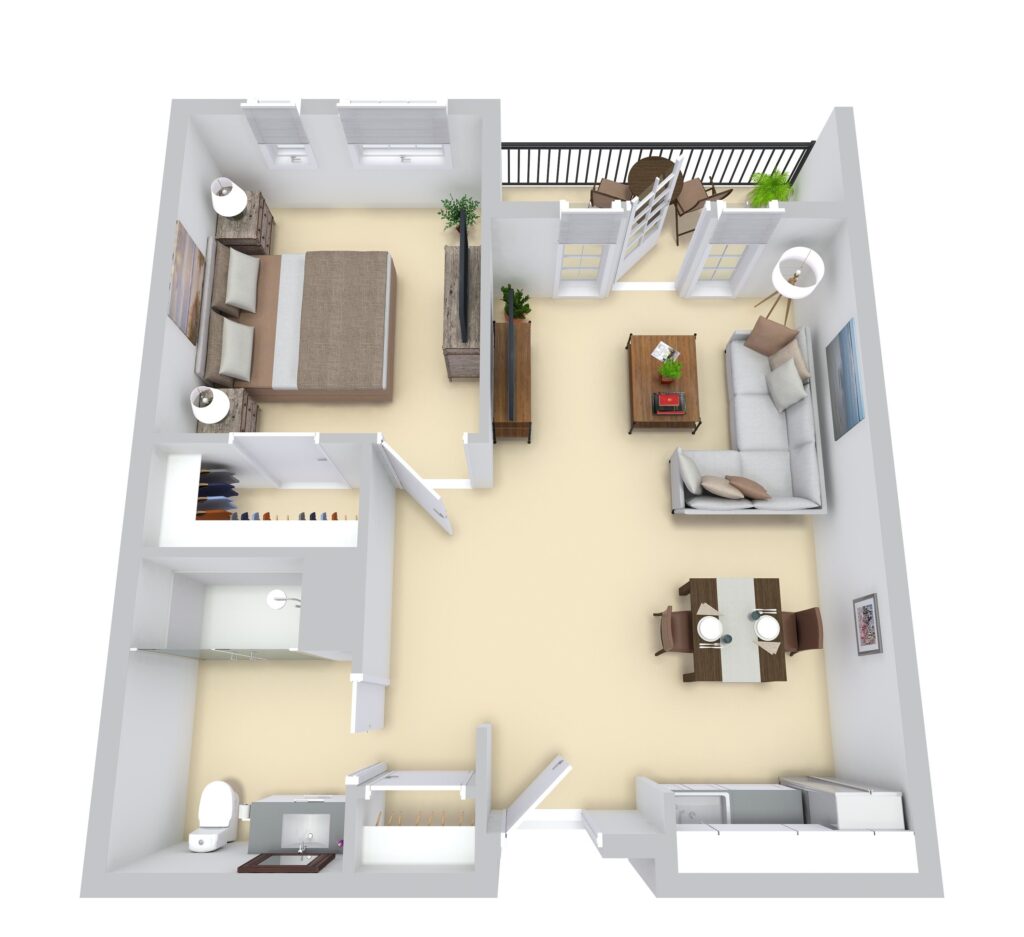 Plan B-1: One Bedroom / One Bathroom floor plan