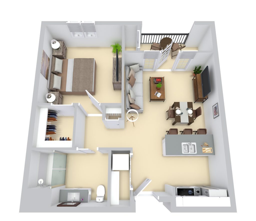 Plan B: One Bedroom/ One Bathroom floor plan