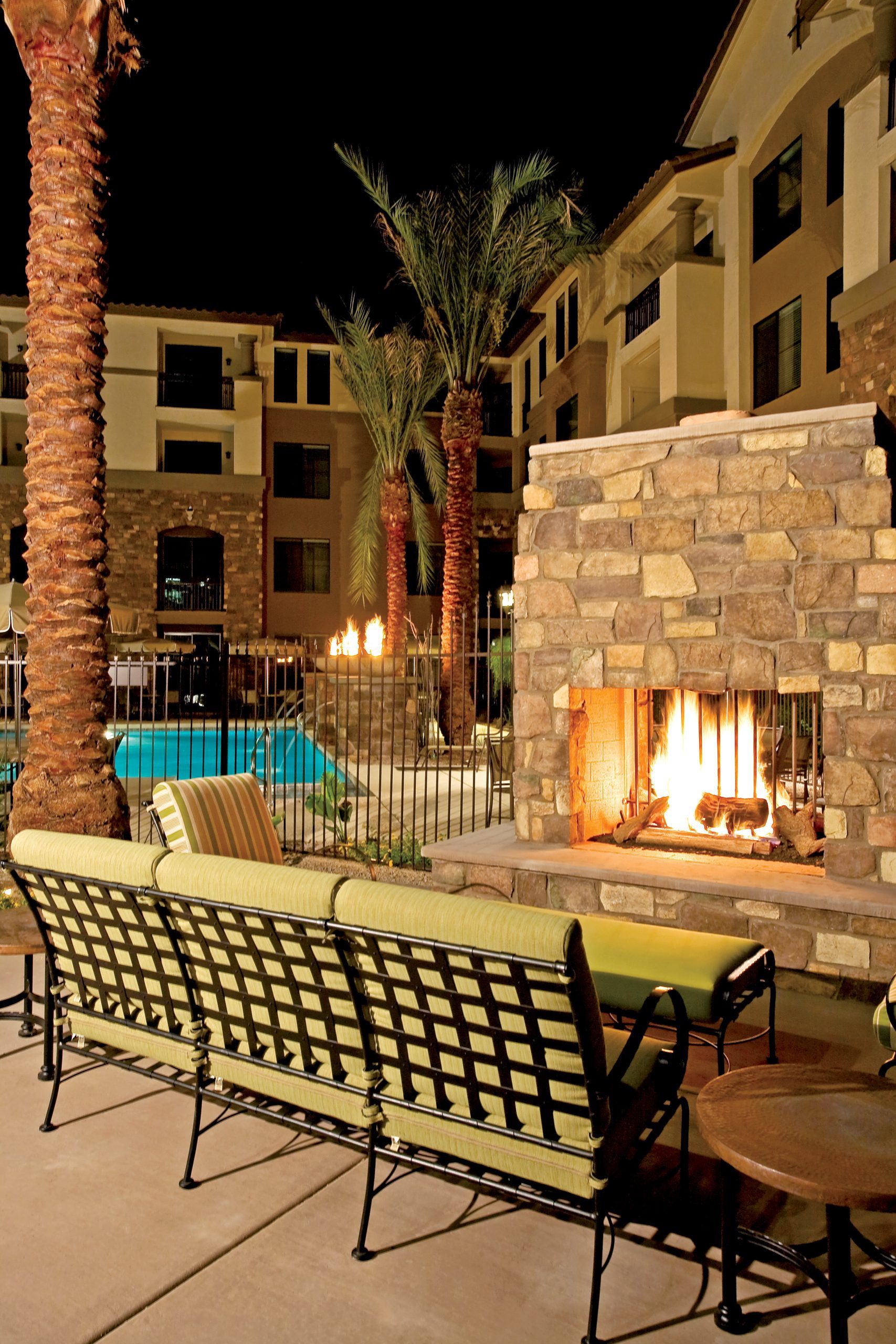 La Siena outdoor fireplace and pool