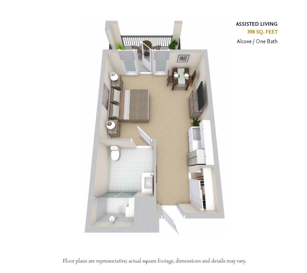 AL-1: Alcove / One Bathroom  floor plan