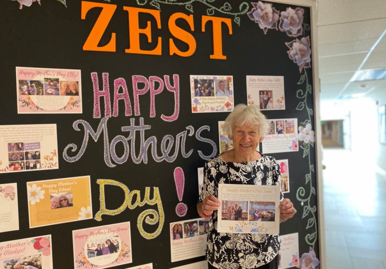 A vibrant Mother's Day display at Zest, showcasing a variety of colorful gifts and flowers.