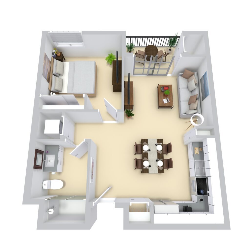 One Bedroom / One Bathroom floor plan