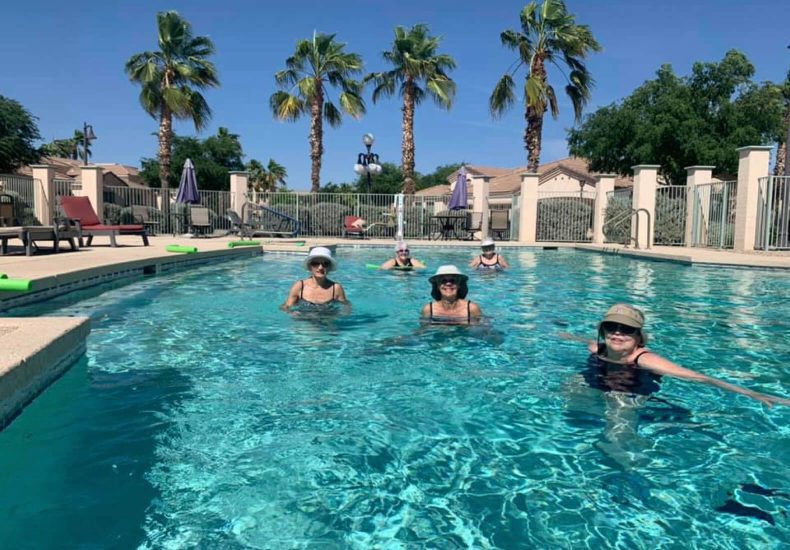 Seniors exsercising in a pool