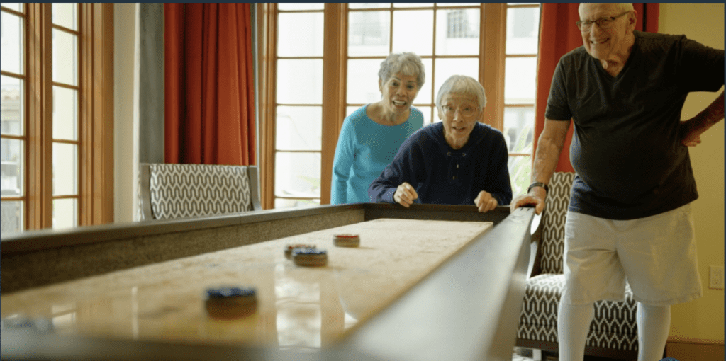 Seniors playing shuffleboard