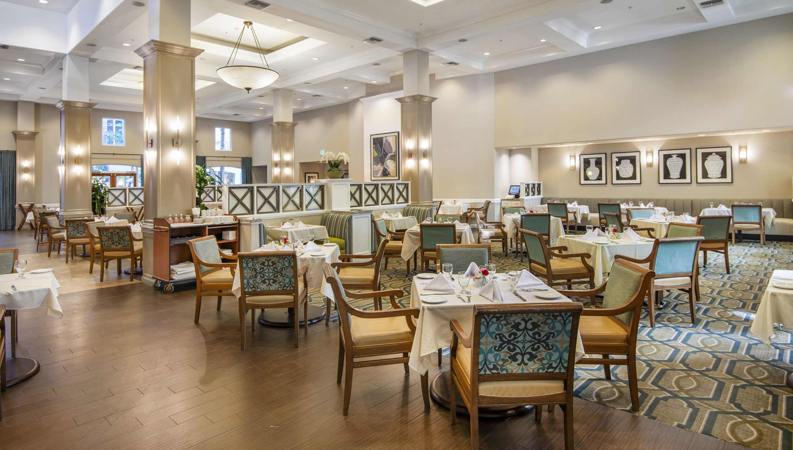 upscale dining area at the village sherman oaks