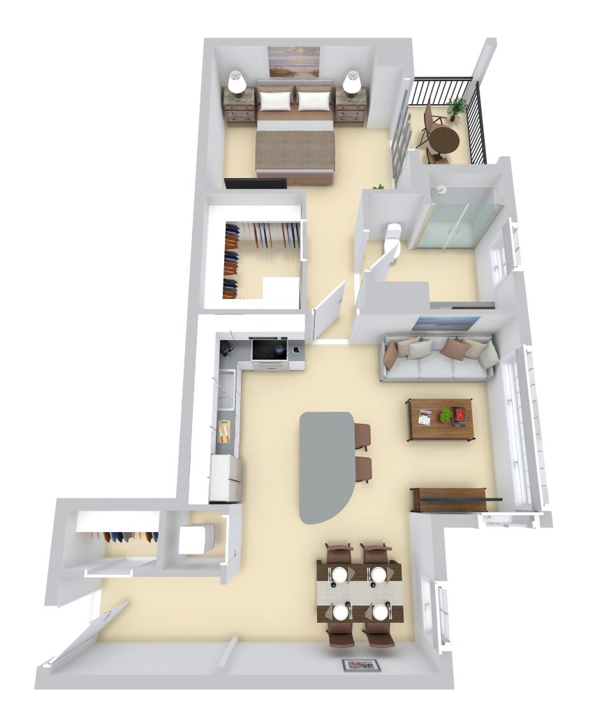 One Bedroom One Bathroom floor plan