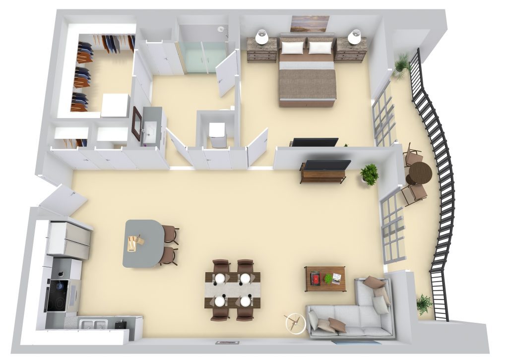 One Bedroom one Bathroom floor plan