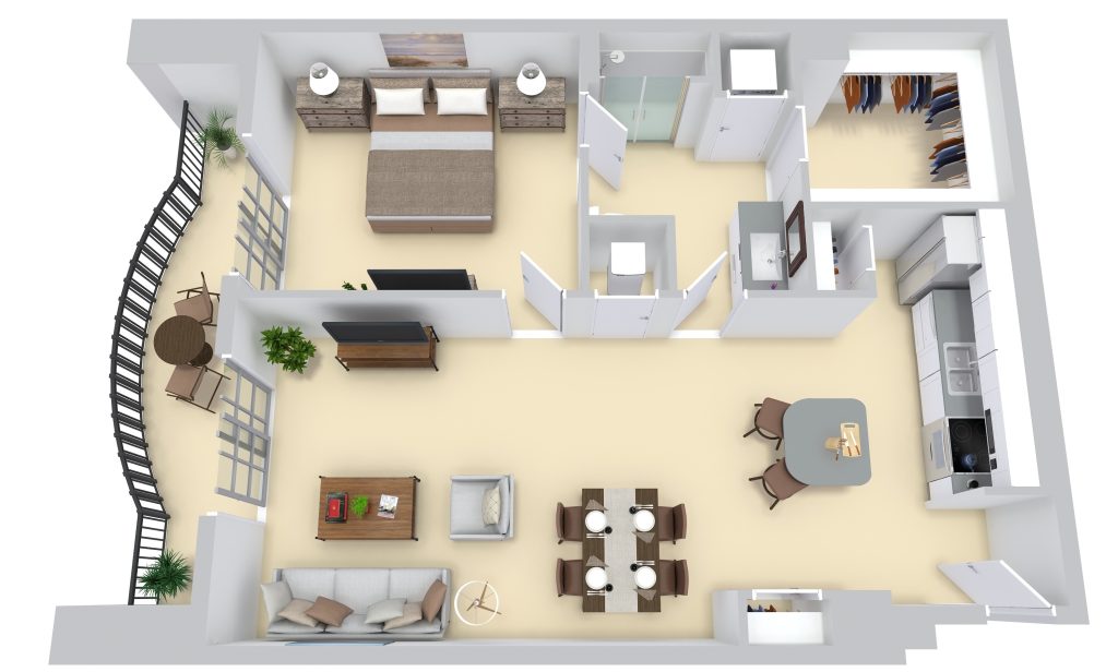 One Bedroom one bath floor plan