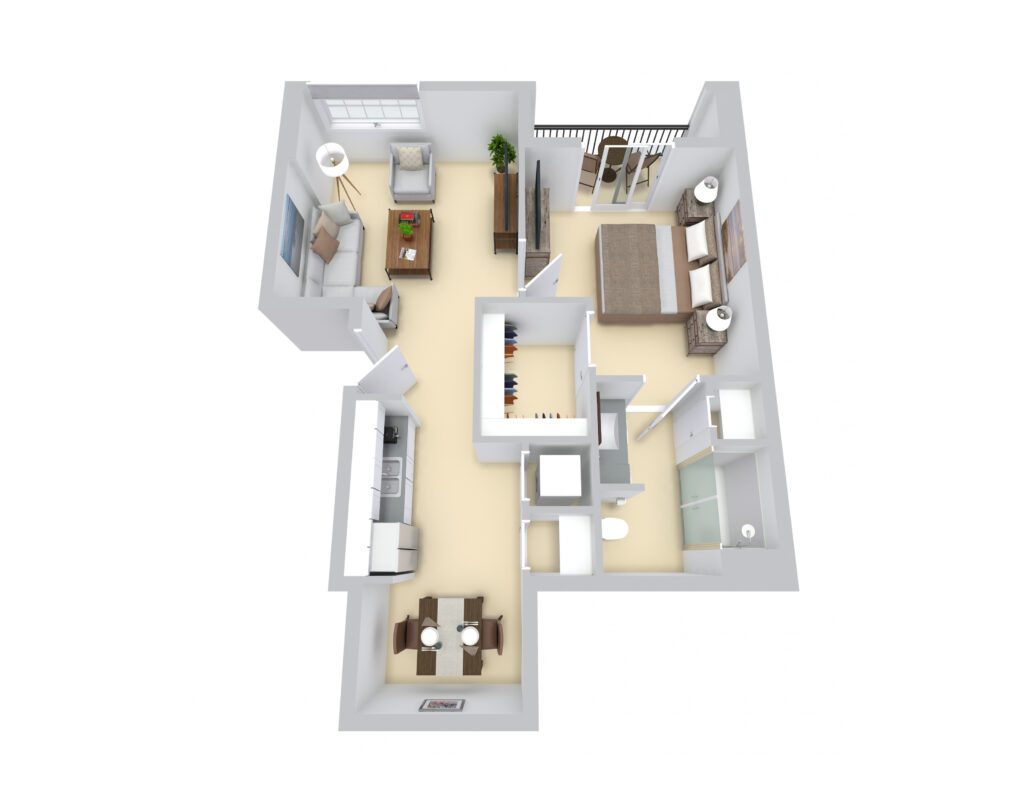 One Bedroom One Bathroom Assisted Living Floor plan