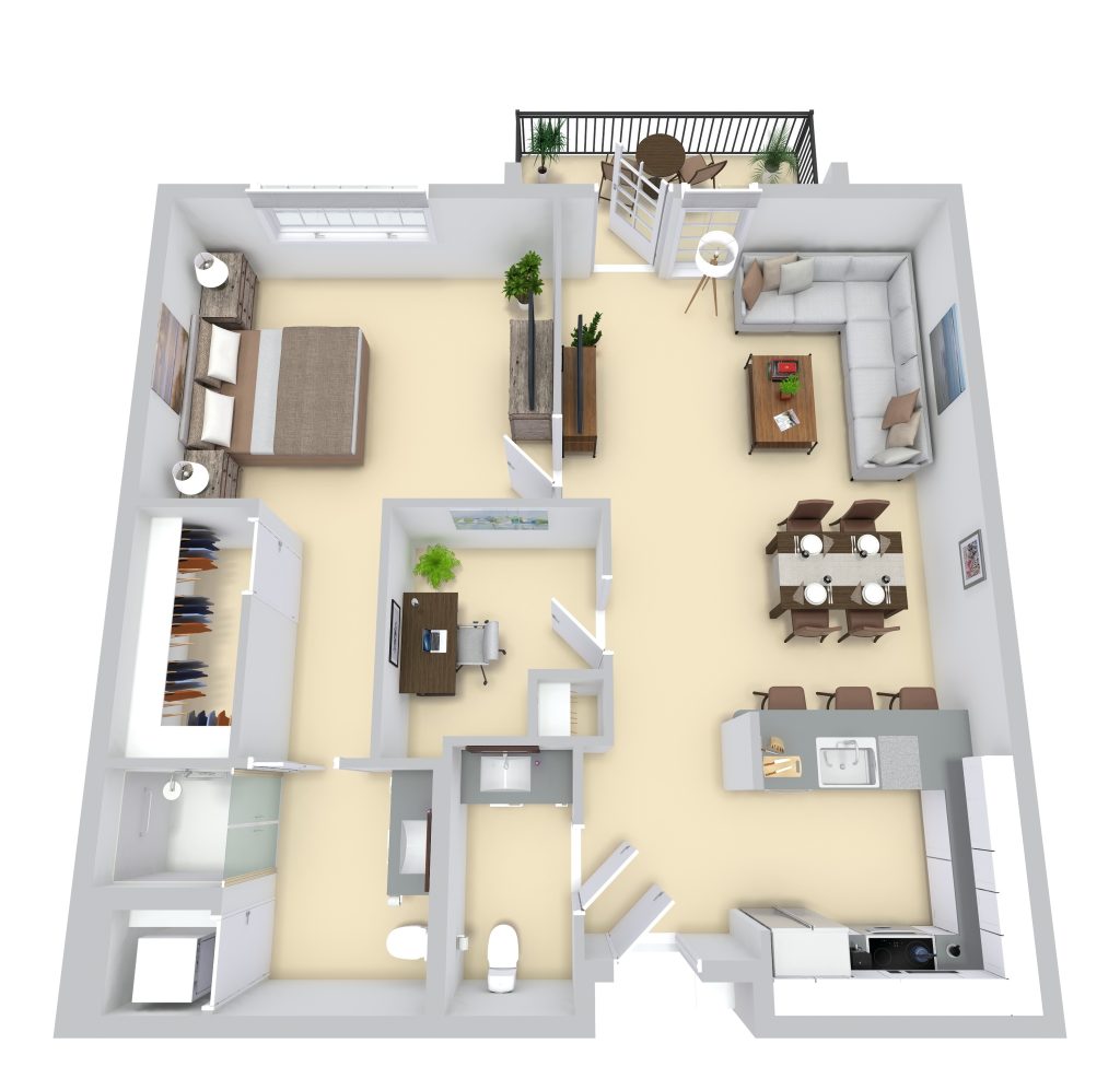One Bedroom + Den / One and a Half Bathrooms floor plan