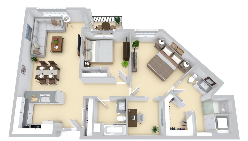 Two Bedrooms + Den / Two Bathrooms  floor plan