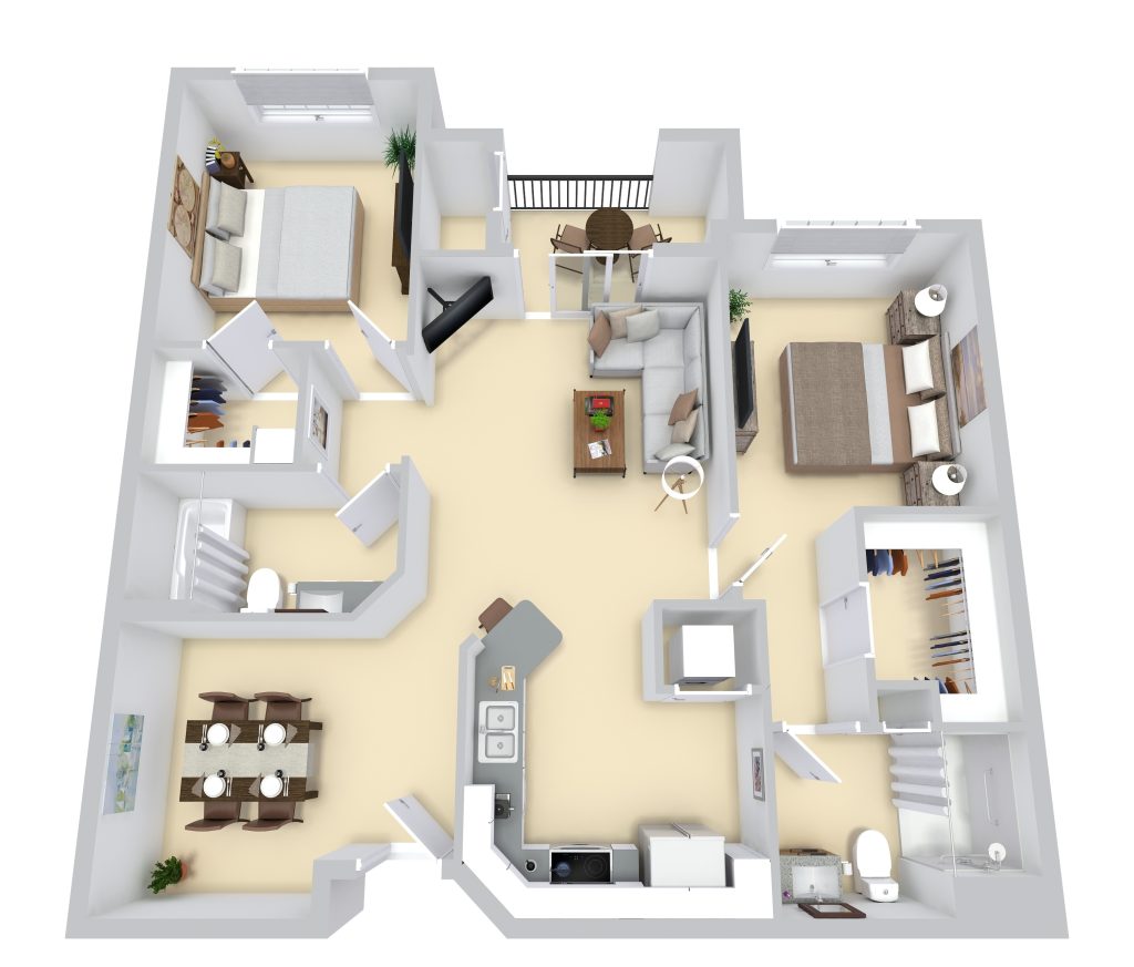 The Rincon: Two Bedrooms + Den / Two Bathrooms  floor plan