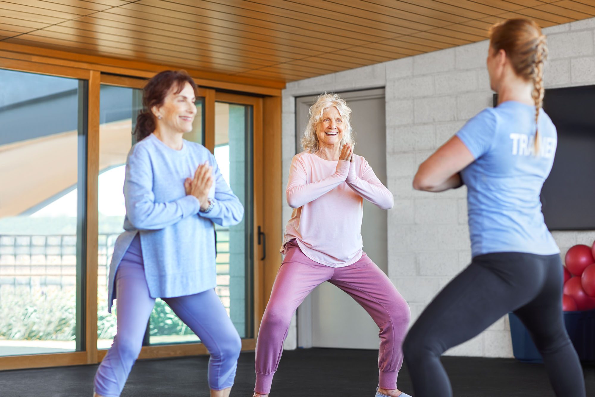 Senior yoga class