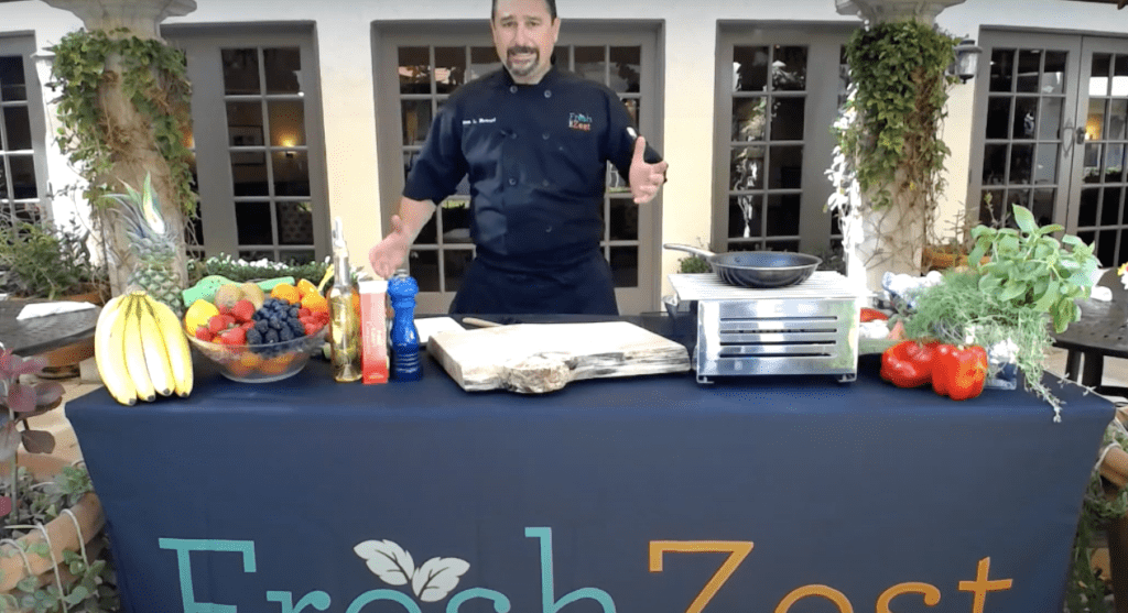 chef with ingredients