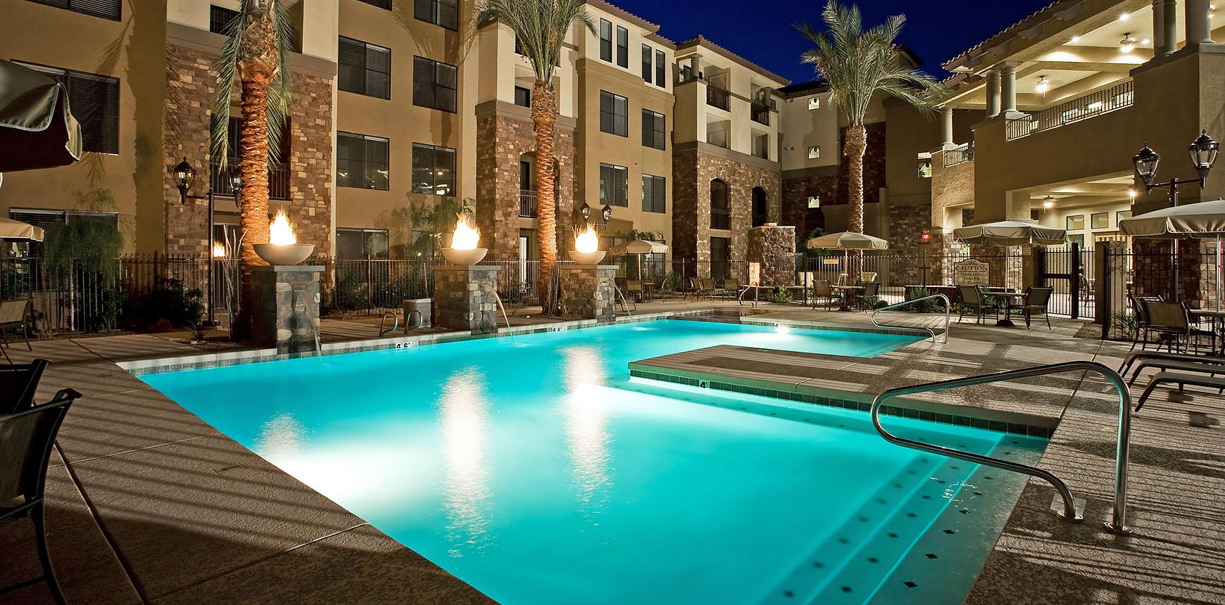 La Siena Retirement Community pool and patio