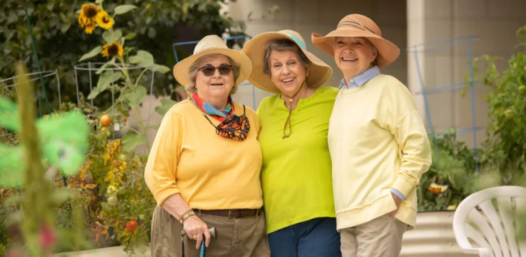 senior women standing outside together
